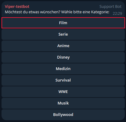 Kategorie Auswahl